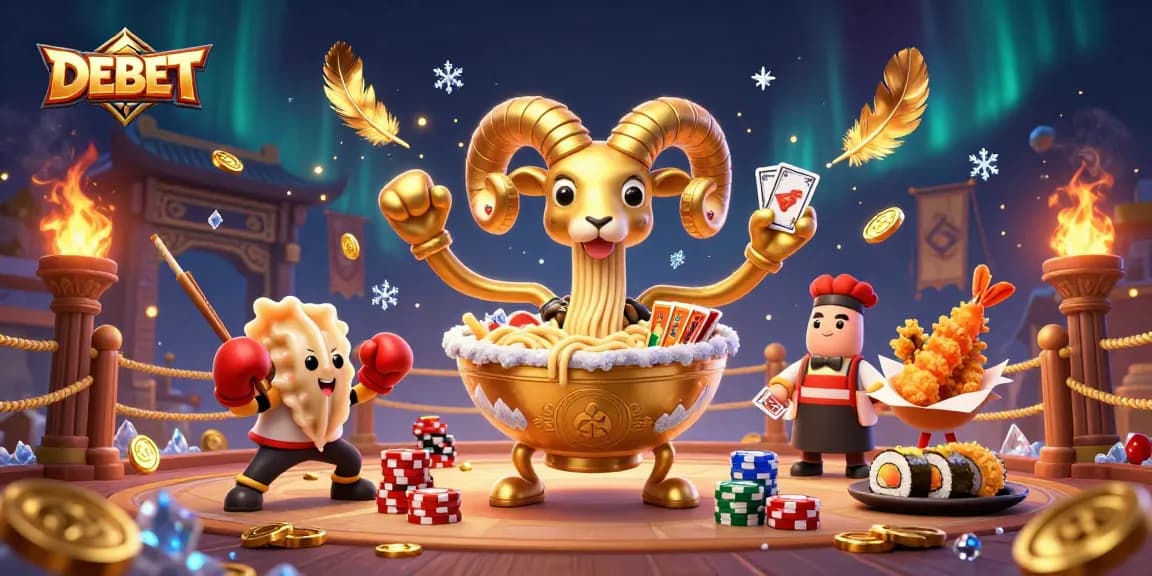 DEBET brings excitement to life with a vibrant 3D illustration of a magical casino scene.