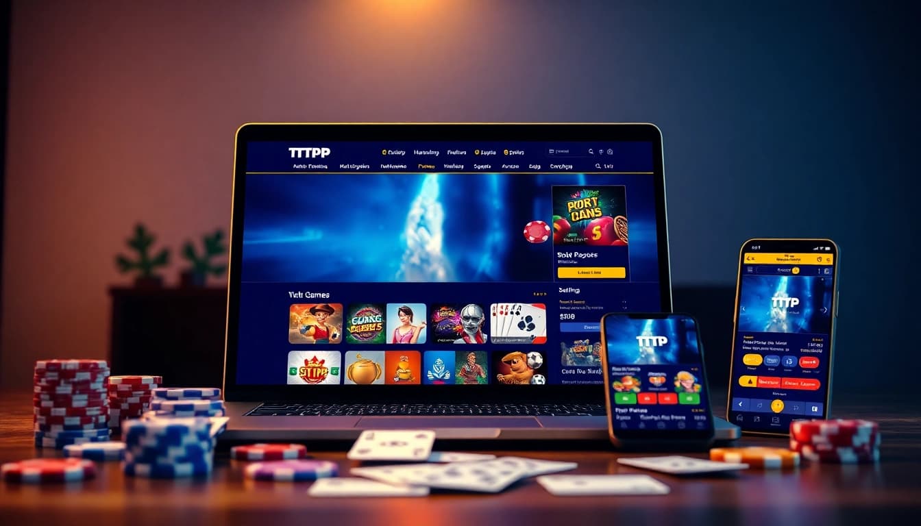 Engaging interface of the TPTP online betting platform showcasing slots, poker, and sports betting.