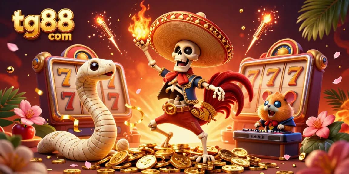 Engage with tg88 com in dynamic slots action featuring exciting casino elements and vibrant characters.