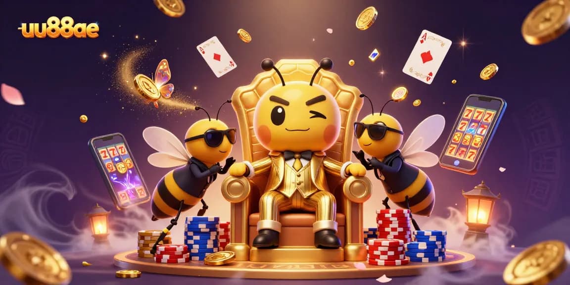 Engage with the thrilling world of uu88ae in this dynamic 3D casino scene with sparkling gems and golden coins.