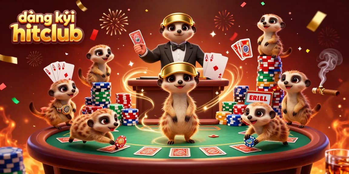 Experience thrilling gaming action at đăng ký hitclub with a lively meerkat casino scene.