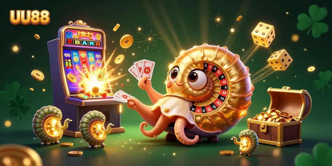 Engage with UU88's vibrant 3D casino scene featuring jackpots and interactive elements for players.