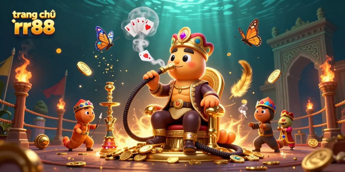 Experience the excitement of trang chủ rr88 with a vibrant 3D casino scene featuring vibrant characters and game elements.