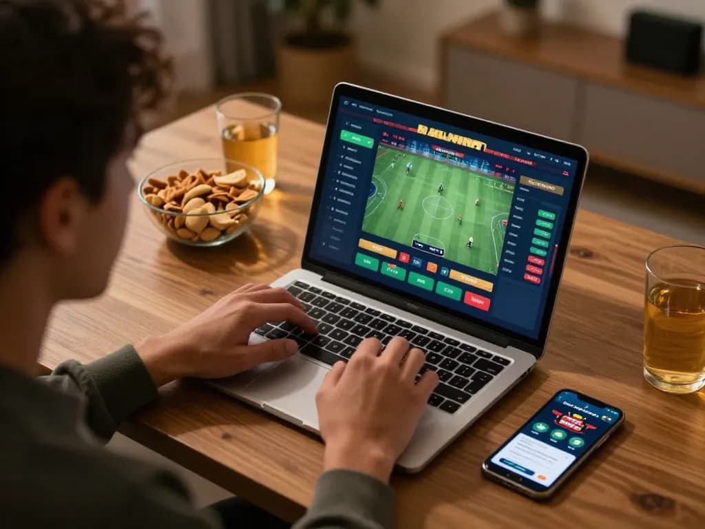 Engage in smart betting strategies with LINK KU88 displayed on a laptop, enhancing your online gaming experience.