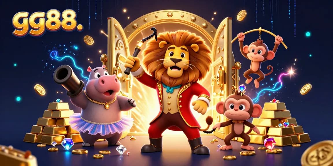 Experience winning excitement at gg88 with this dynamic casino-themed 3D illustration featuring engaging characters and lively game elements.