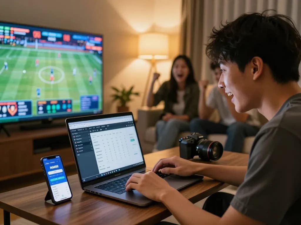 Experience the thrill of sports betting with MM88 in an engaging home setup.