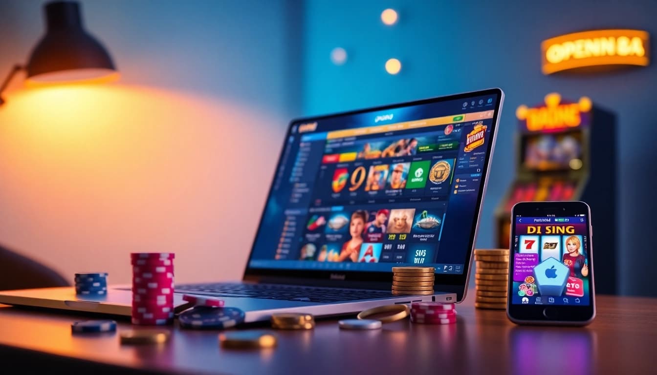 OPEN88 online gambling platform displayed on multiple devices with a modern interface.
