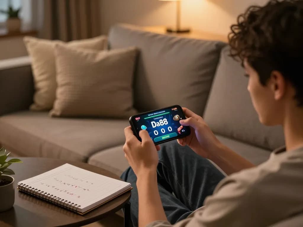 Play Da88 on mobile while demonstrating responsible gambling practices and strategic betting.