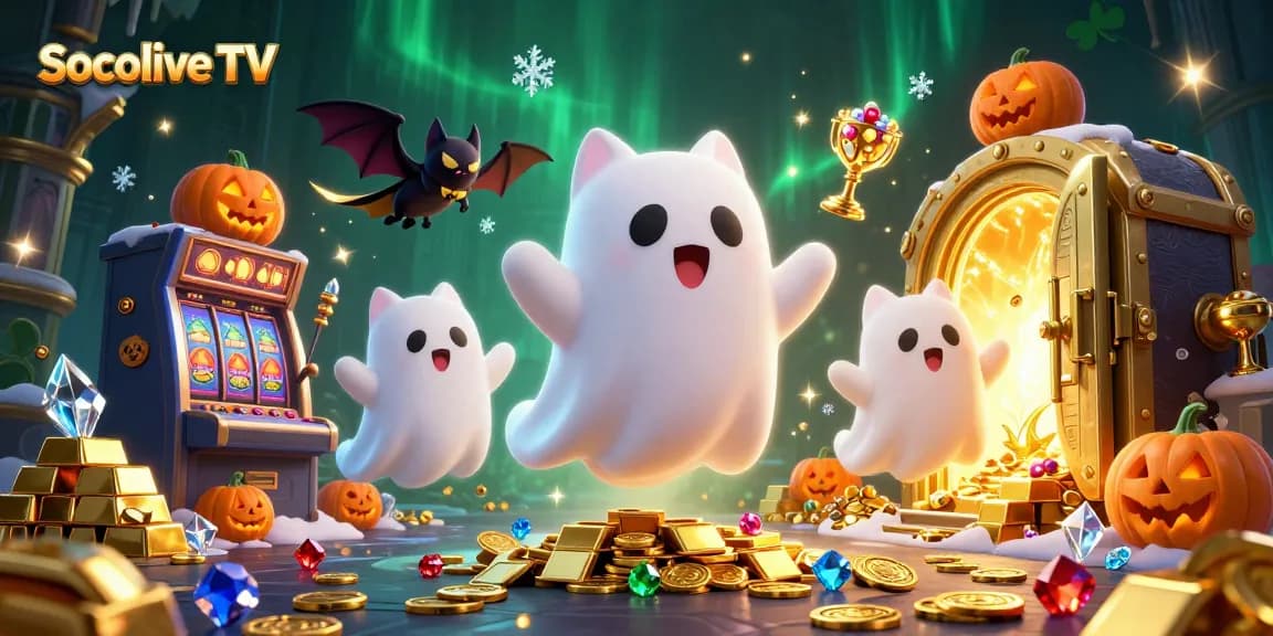 Experience thrilling gaming with Socolive TV, as friendly spirits guide you through vibrant, high-stakes casino action.