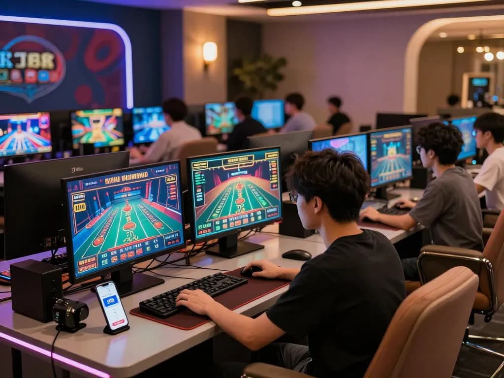 Experience dynamic gaming with J188 as player engages with online casino app at home