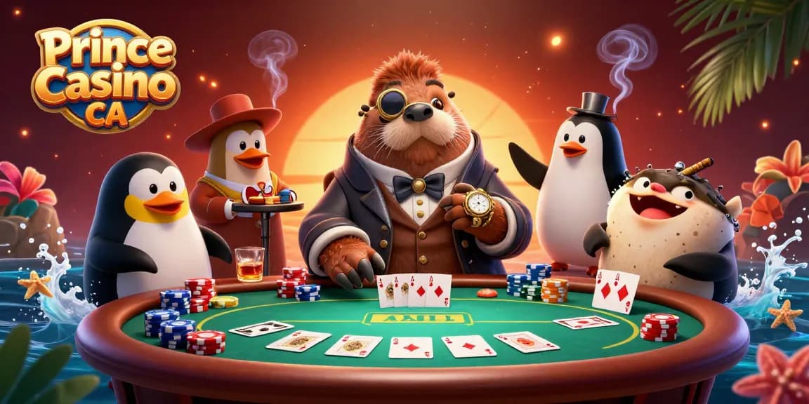 Experience high-stakes poker at Prince Casino CA with lively underwater characters and vibrant gaming elements.