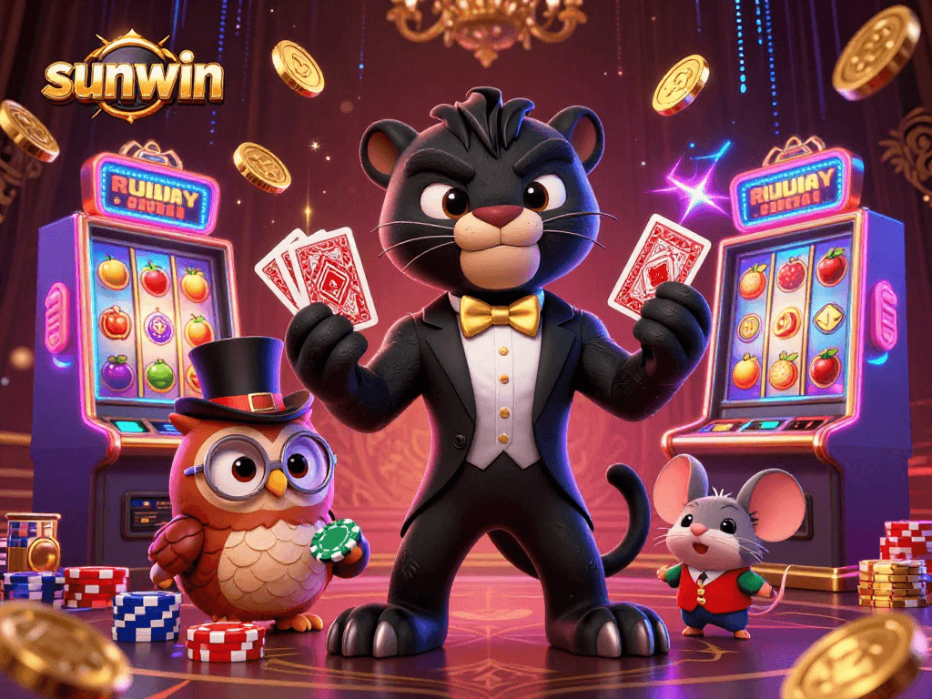 Experience thrilling wins with sunwin's vibrant casino scene of characters and games.