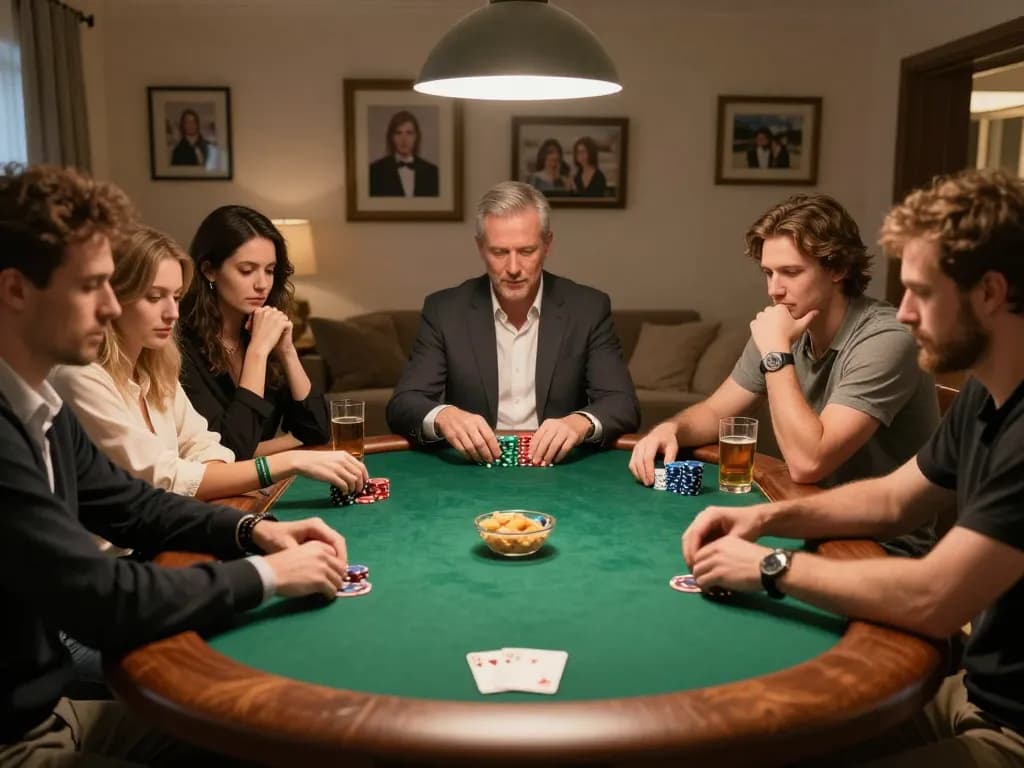 Players enjoying a thrilling poker game at home with SC88 strategy tips presented on a laptop.