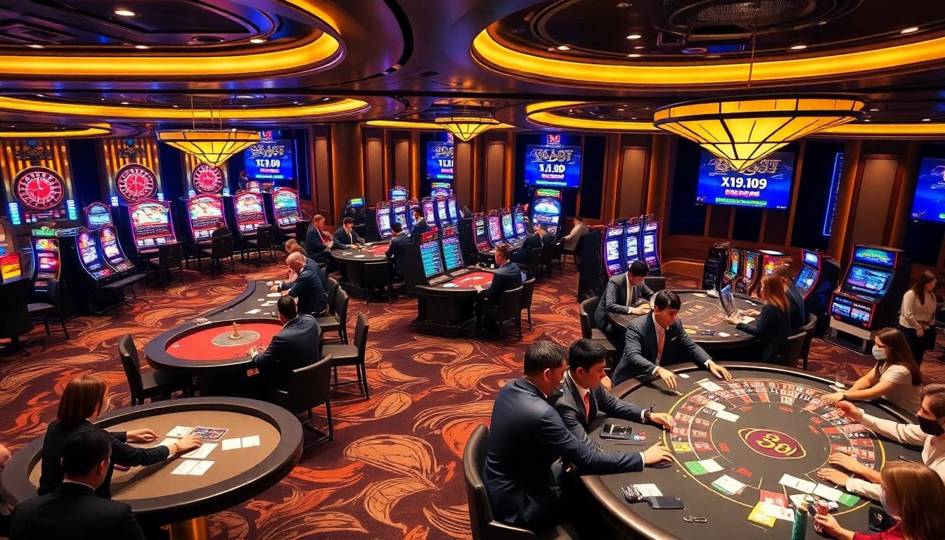Engaged players at xin88 showcase thrilling casino experiences with vibrant gaming tables.