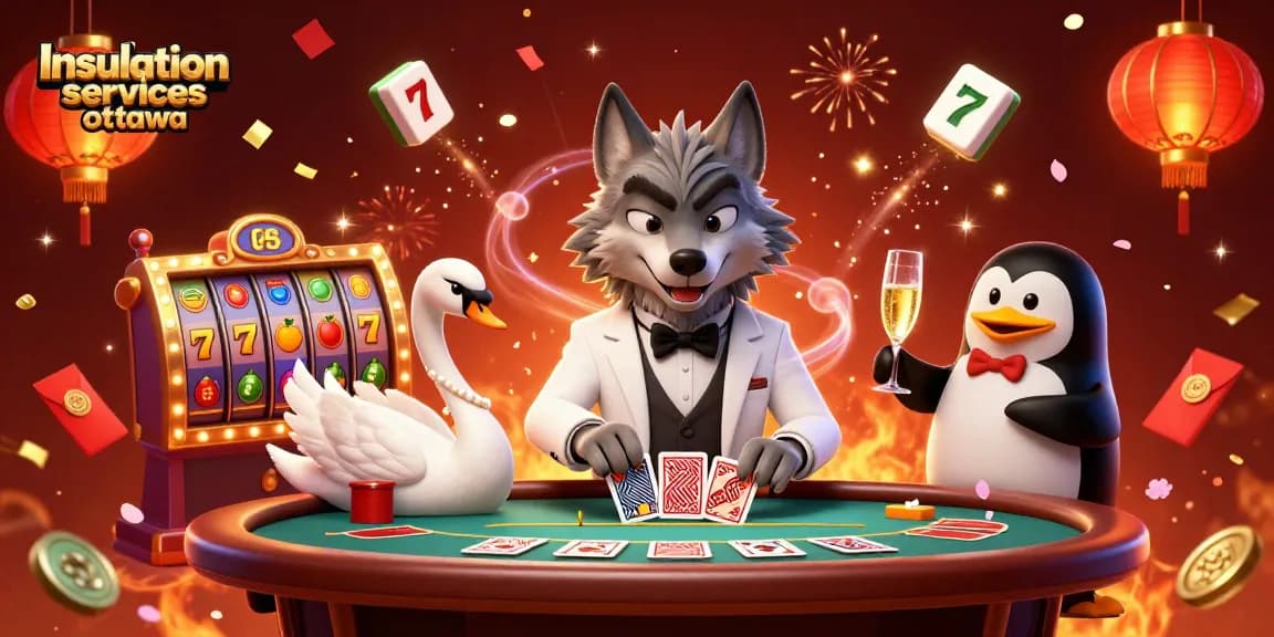 Experience thrilling Insulation services ottawa with our cartoon casino scene featuring winning symbols!
