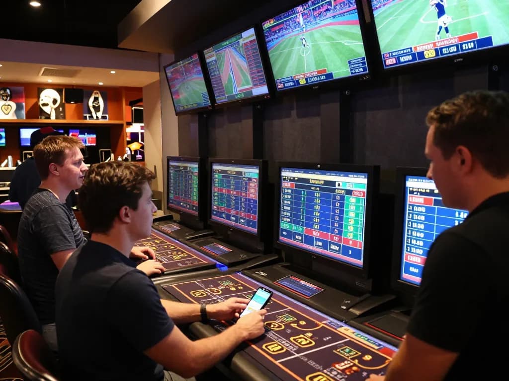 TX88 enhances sports betting excitement with vibrant screens and bettors engaged in action