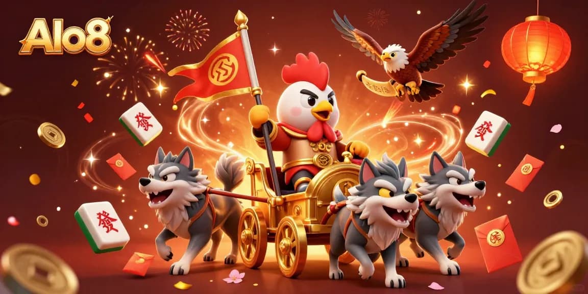 Alo8 offers high-energy online gaming with a rooster warlord, dynamic casino elements, and festive visuals.