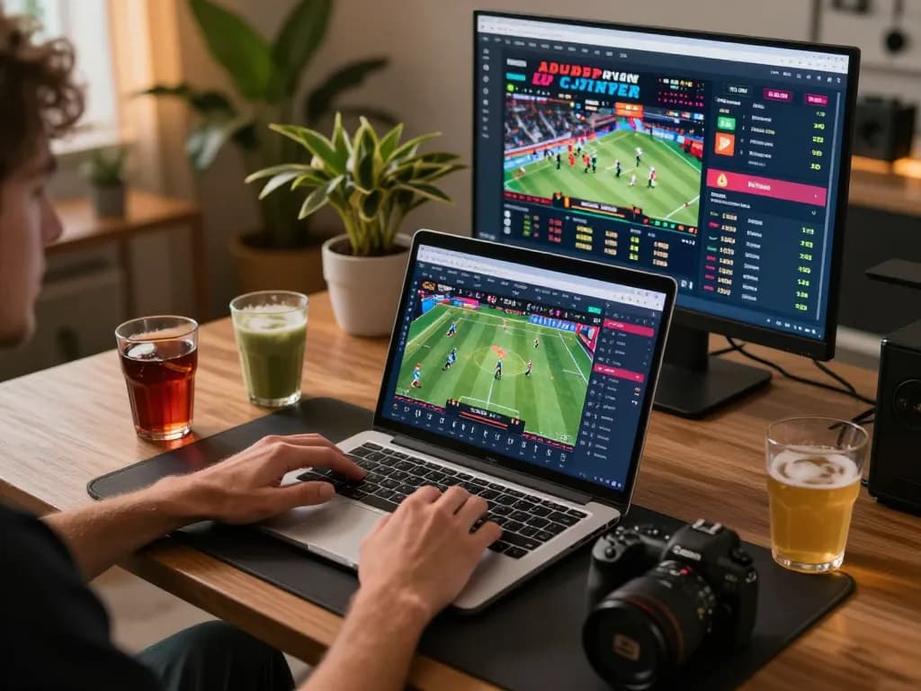 Engaging in sports betting at home via https://8xx.space/ showcasing live odds and match action