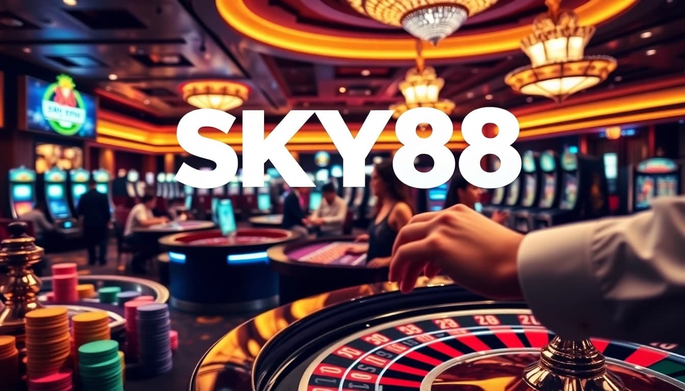 Experience thrilling gameplay at SKY88 Casino with vibrant slots and a luxurious gambling ambiance.