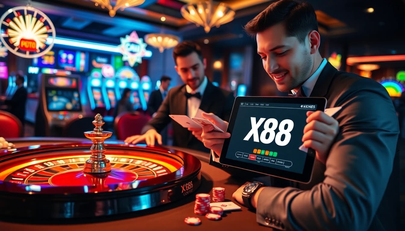 Engage with thrilling gameplay at X88 COM casino, featuring vibrant tables and exciting slot machines.