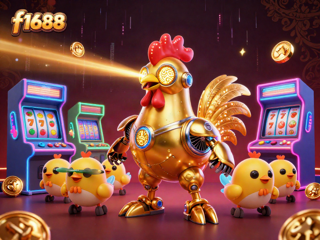 Engage with f1688 casino excitement in a vibrant 3D illustration showcasing dynamic gaming elements.