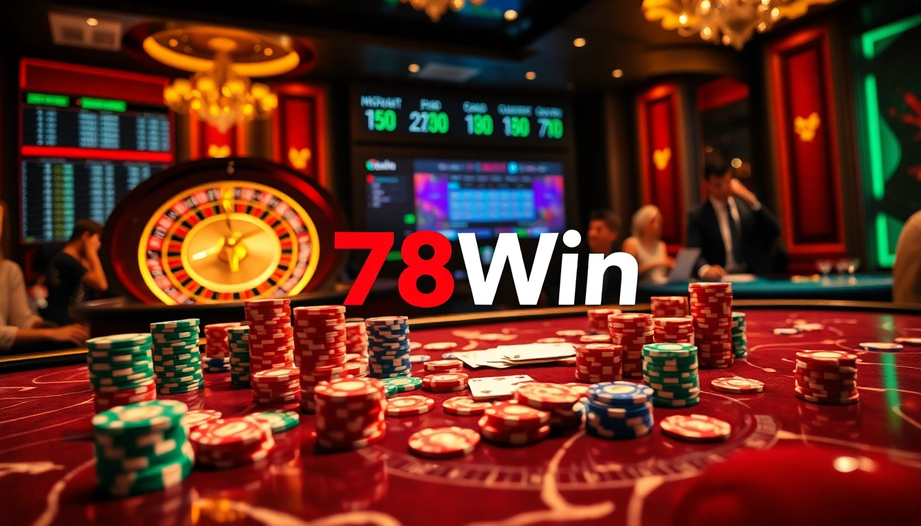 Experience thrilling gameplay at 78Win with vibrant casino tables and engaging gambling action.