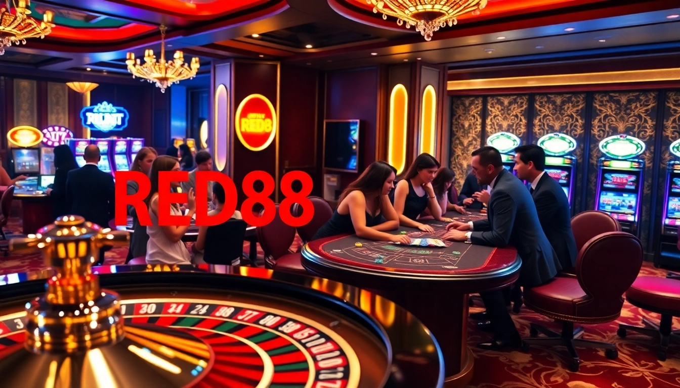 Experience the excitement of gaming at RED88 with engaging casino tables and vibrant action.