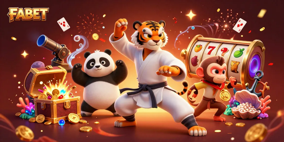 FABET offers thrilling slots with golden rewards and playful characters in a lively casino atmosphere.