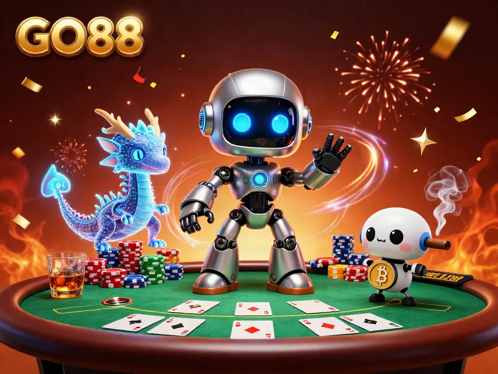 Experience the excitement of GO88 with a vibrant 3D casino scene showcasing the gaming atmosphere.