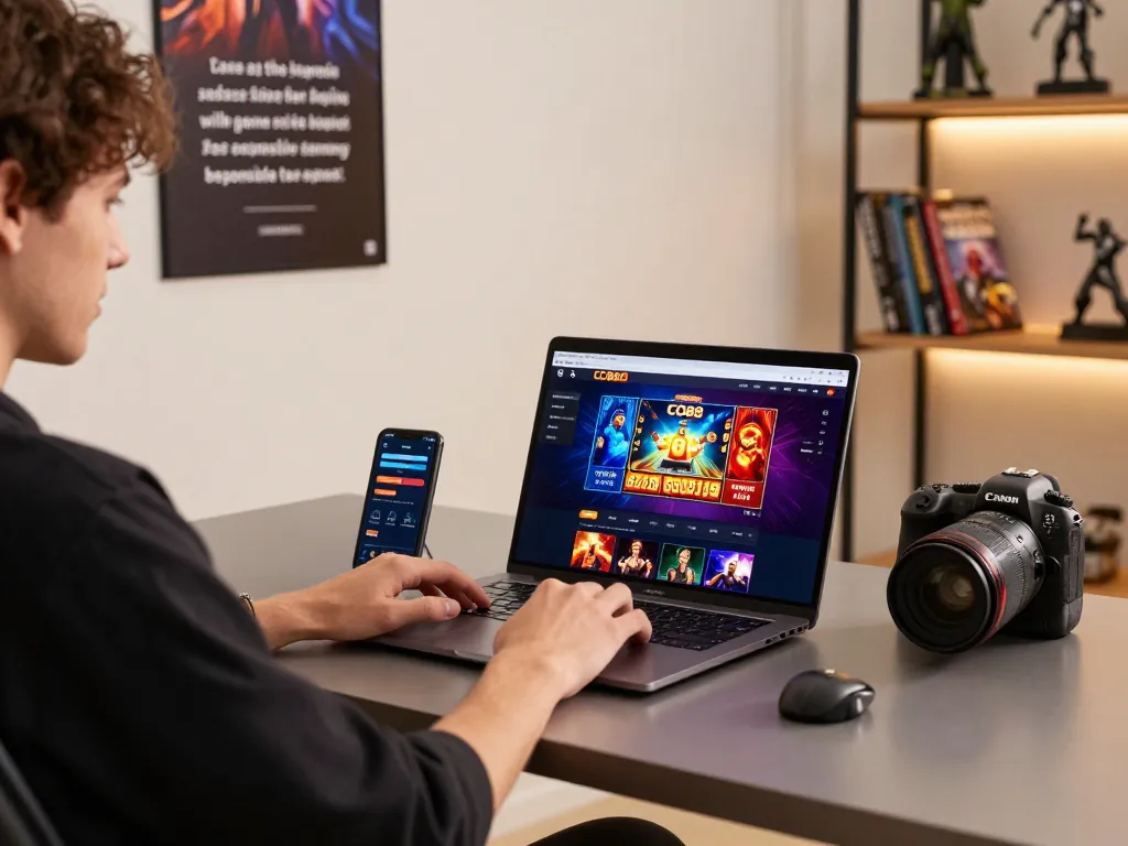 Engaging in responsible online gaming with CO88 on a modern laptop setup