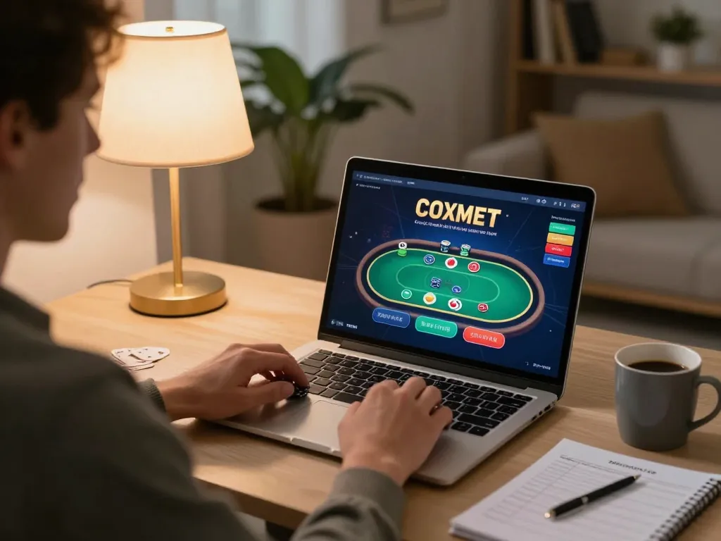 max88 player enjoying an online poker game at home, showcasing strategic gameplay.