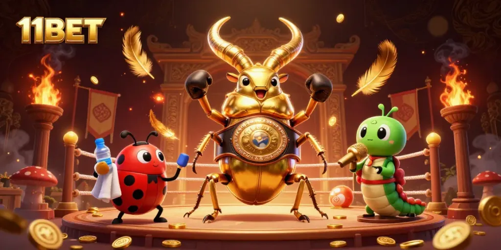 Experience thrilling action with 11BET in this vibrant 3D casino showdown illustration.