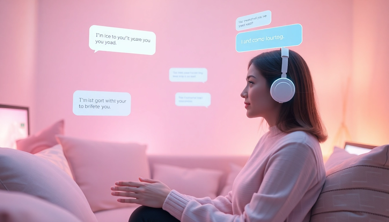 AI girlfriend interaction scene with warm colors and a cozy atmosphere