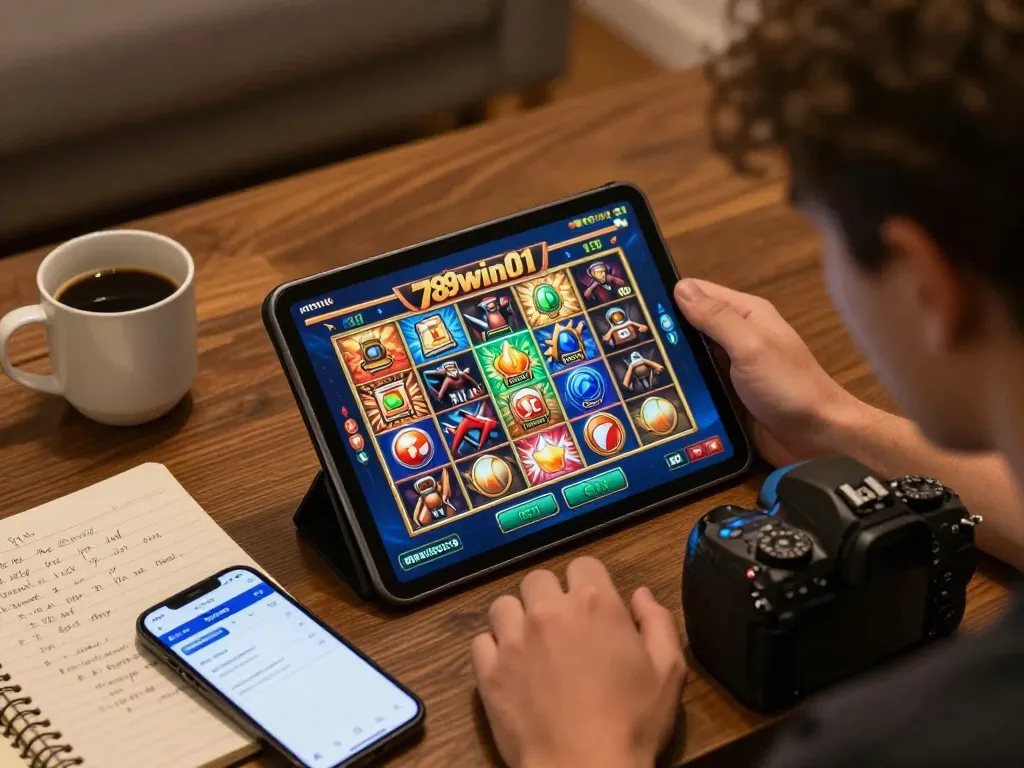 Player enjoying a strategic gaming experience on 789win01 slot game tablet interface