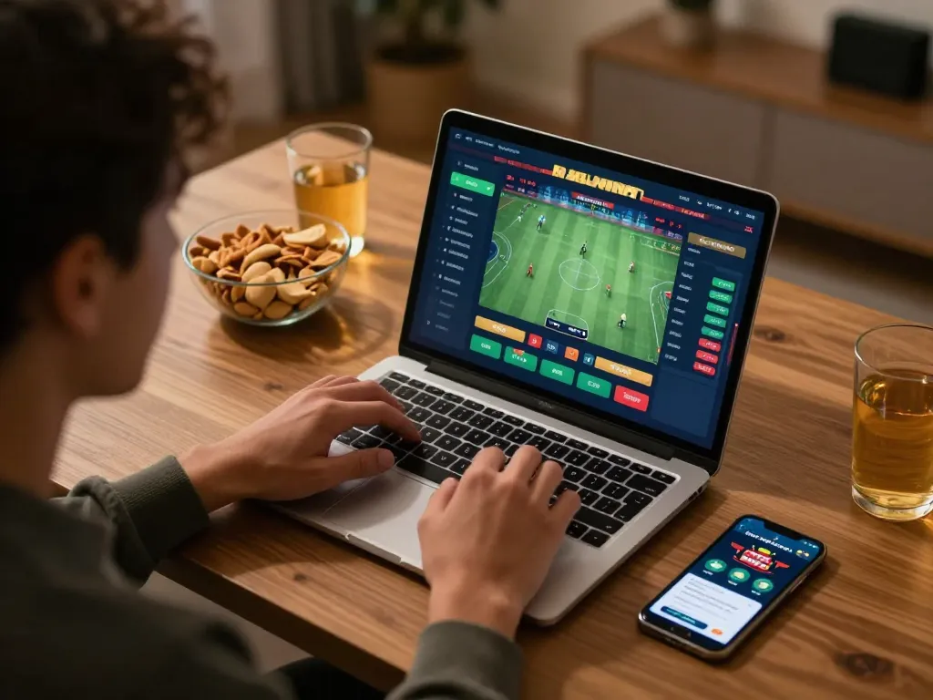 Engage in smart betting strategies with LINK KU88 displayed on a laptop, enhancing your online gaming experience.