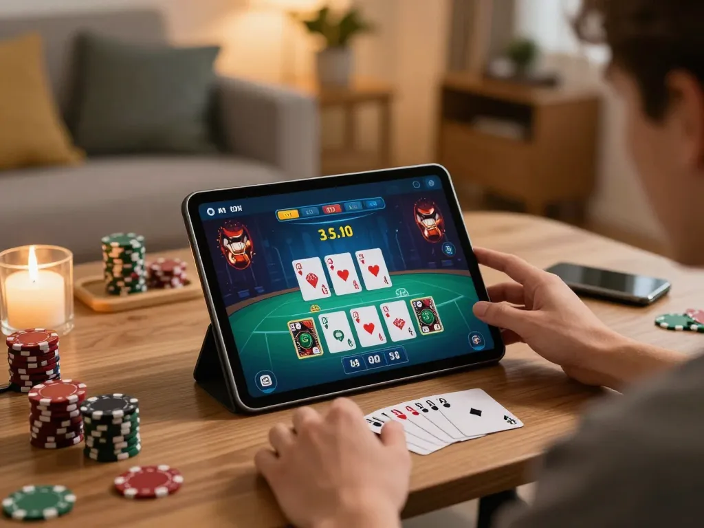 Player enjoying blackjack on a tablet at home showing engaging gameplay for 789 club.
