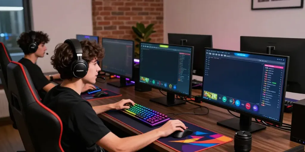 Enthusiast engaging in online gaming at FC88, showcasing live casino games and sports betting.