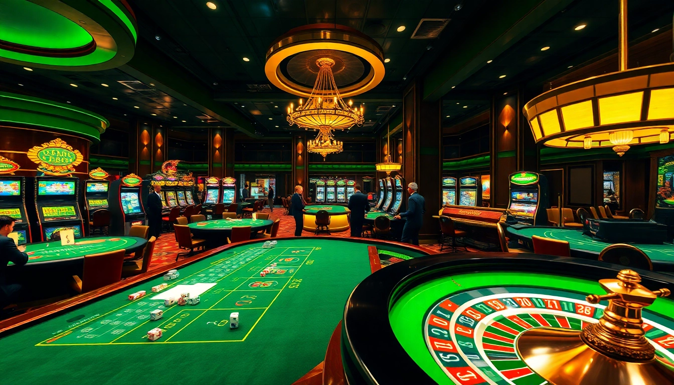Exciting casino ambiance featuring professional gamblers engaged at tables from https://vu88.tech/.