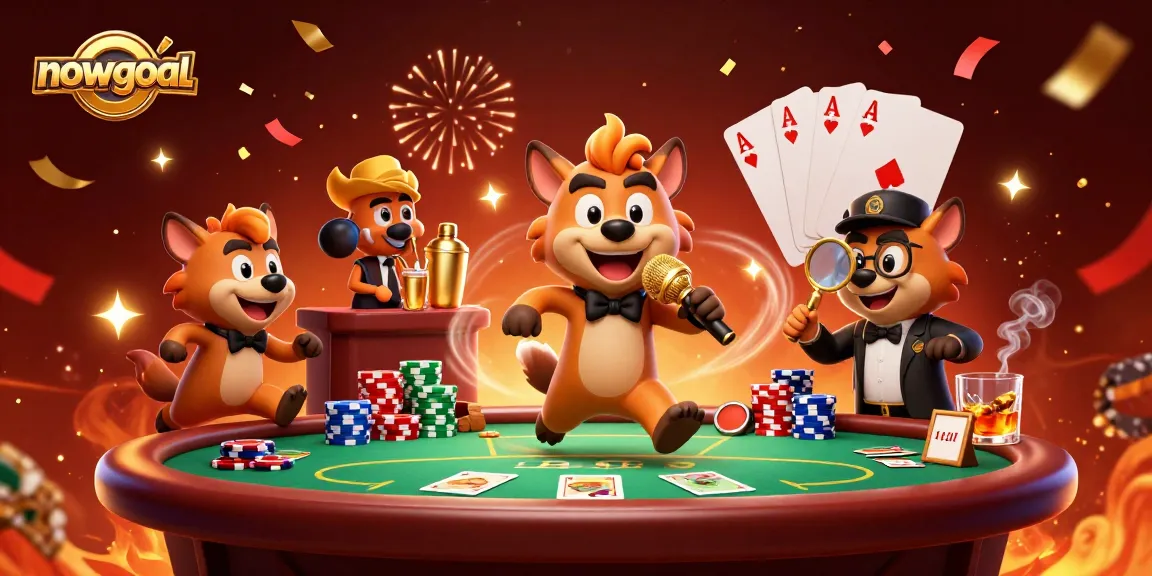 Capture live scores with nowgoal's engaging comedy casino scene featuring hyenas.