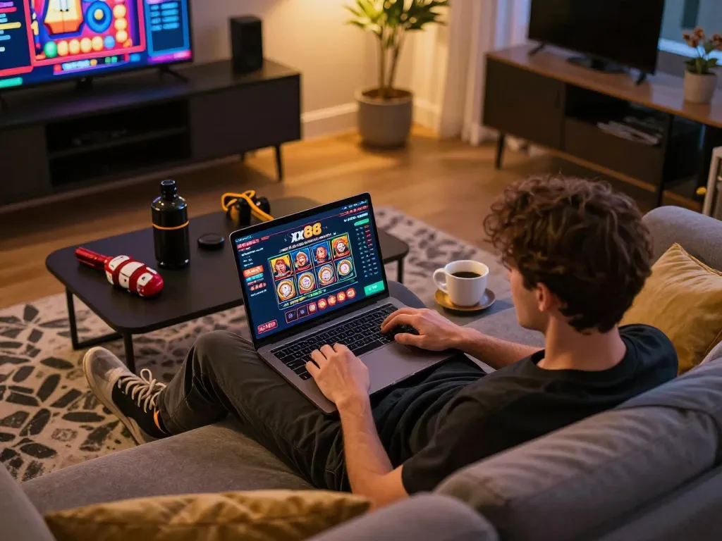 Player enjoying an immersive experience on trang chủ xx88 casino, focused on online slots.