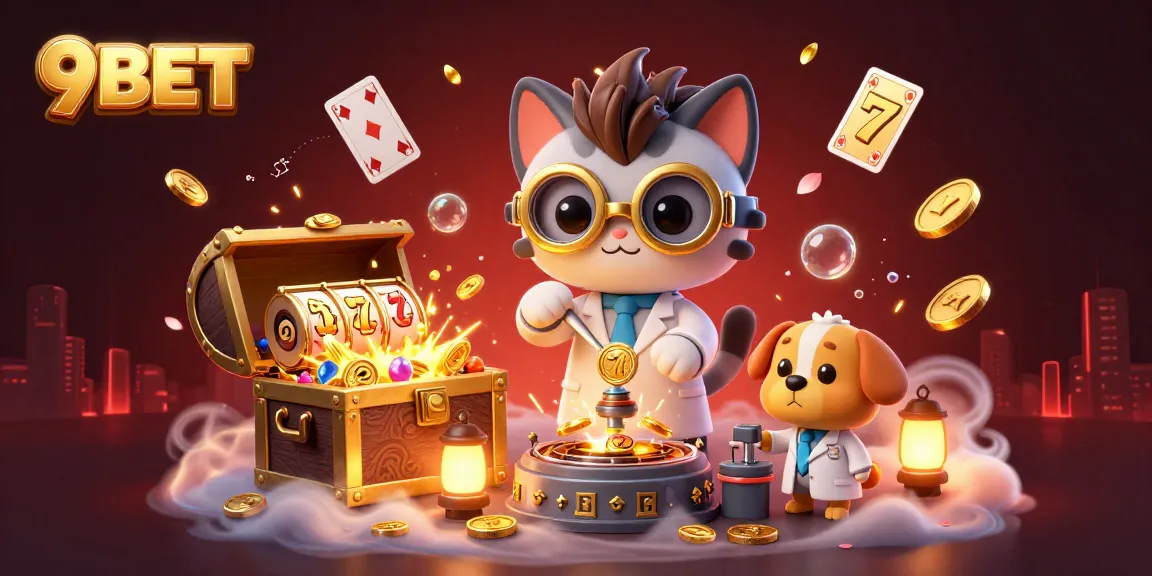 Join 9BET for thrilling slots with golden animations and treasure explosions.