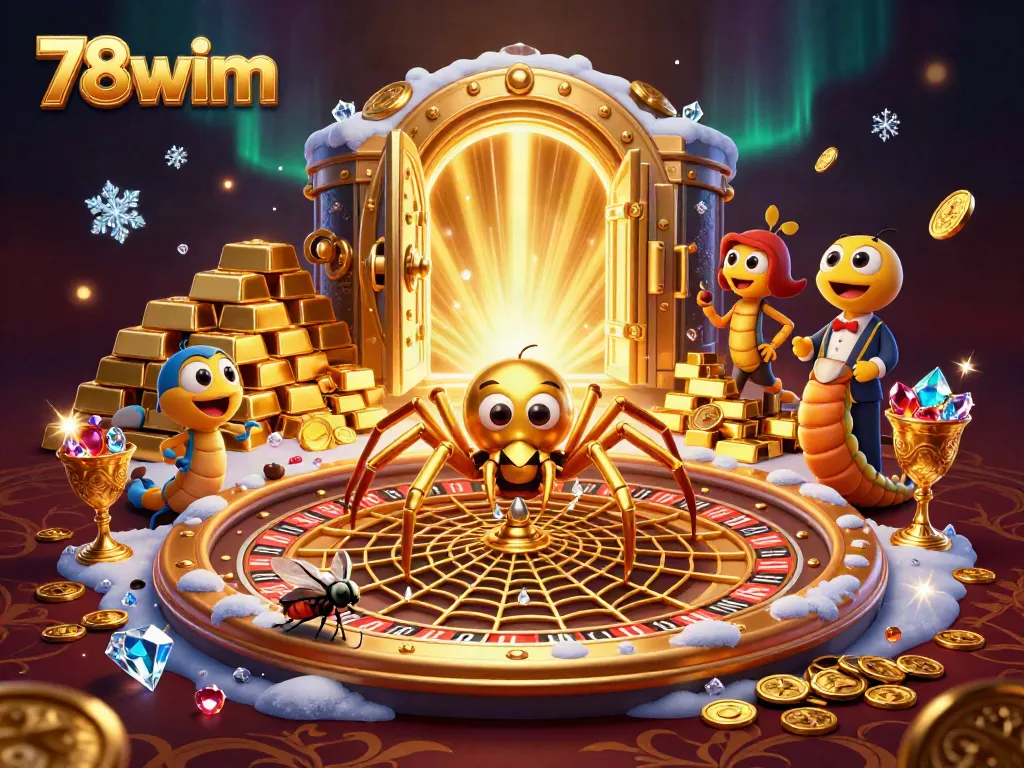 Engage in thrilling bets with golden spider and croupier at 78wim’s dynamic casino scene