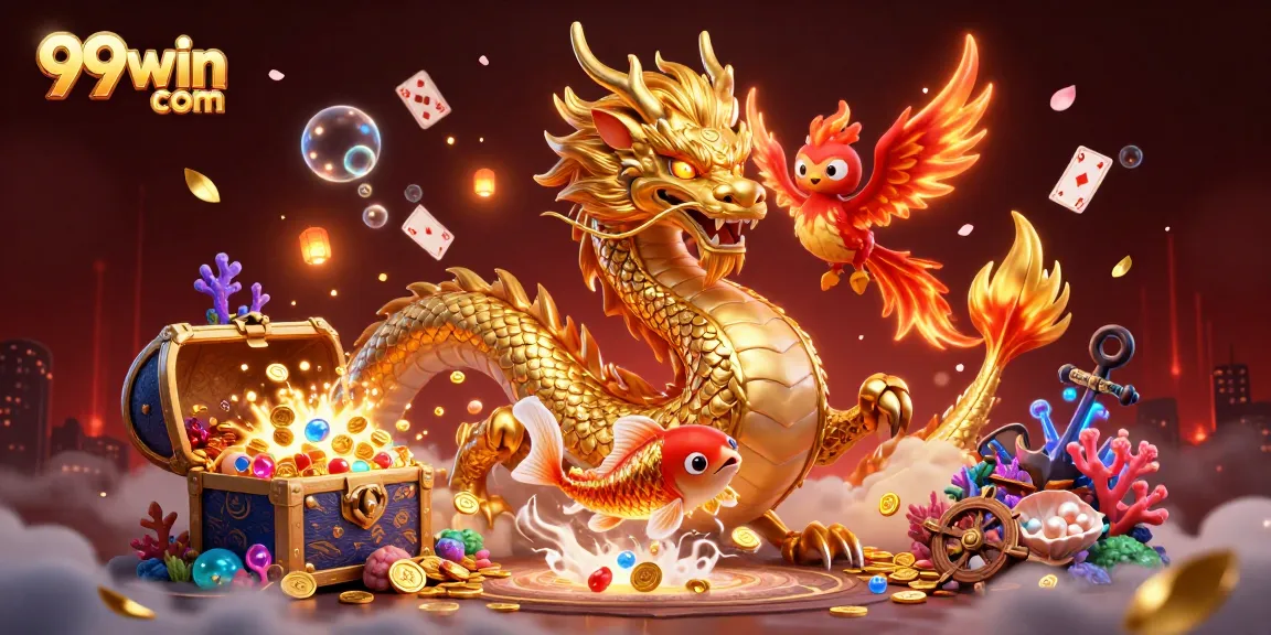 Experience the excitement of 99win com with dazzling dragons and vibrant casino elements.