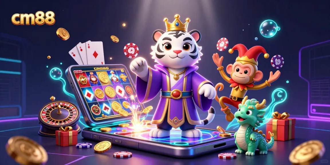 Experience thrilling gaming adventures at cm88 with an energetic scene featuring vibrant casino elements.