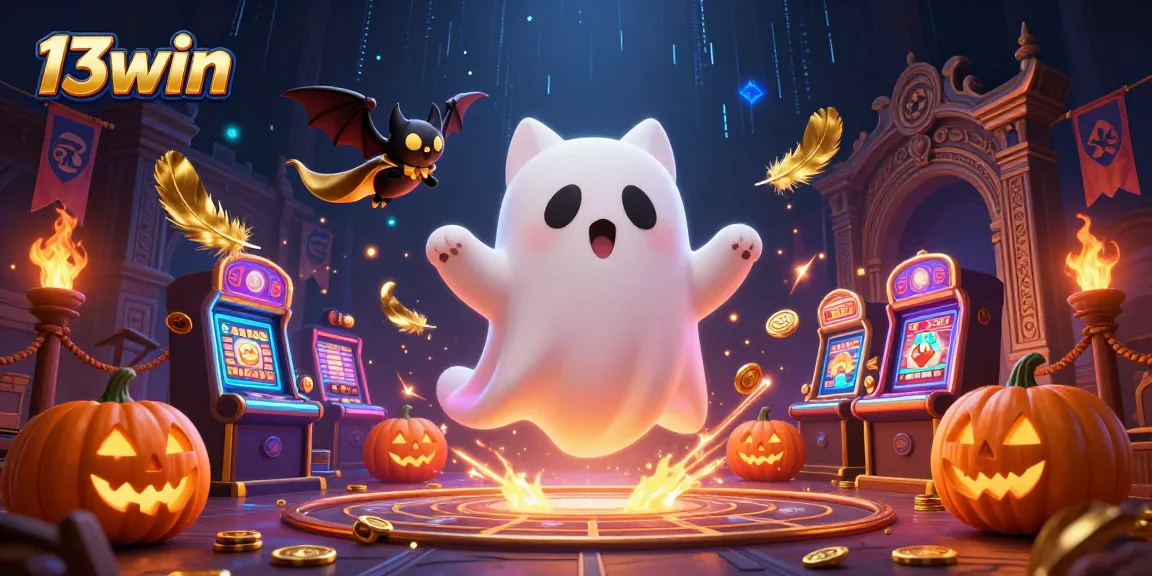 Experience the thrilling gaming atmosphere of 13win in a vibrant haunted casino setting.