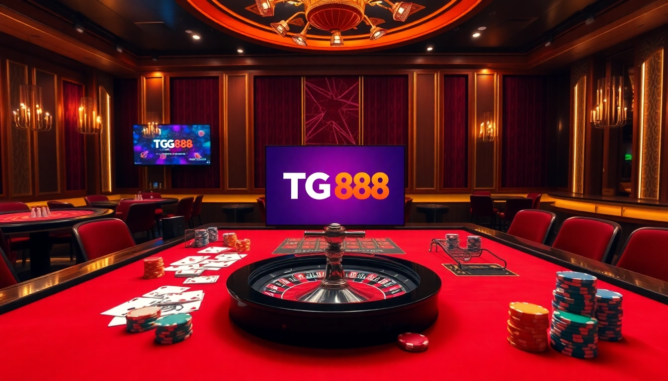 Experience exhilarating gambling excitement with TG 88's vibrant casino table and professional setup.