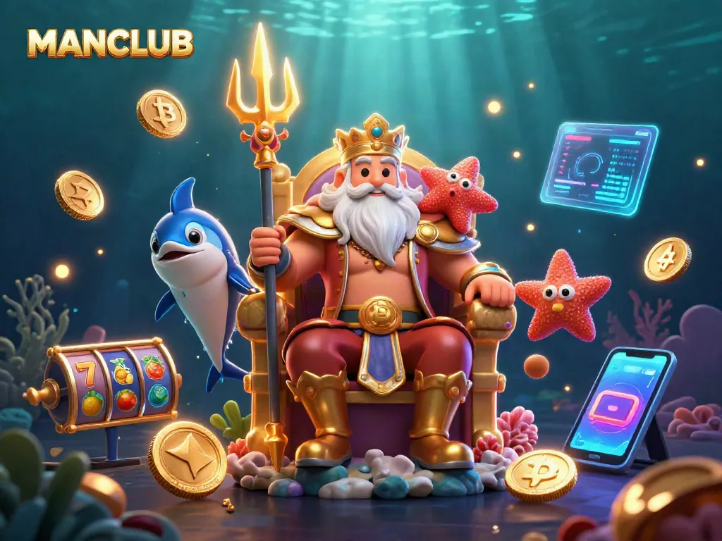 Engage in MANCLUB's vibrant casino adventure with slot reels and crypto elements.