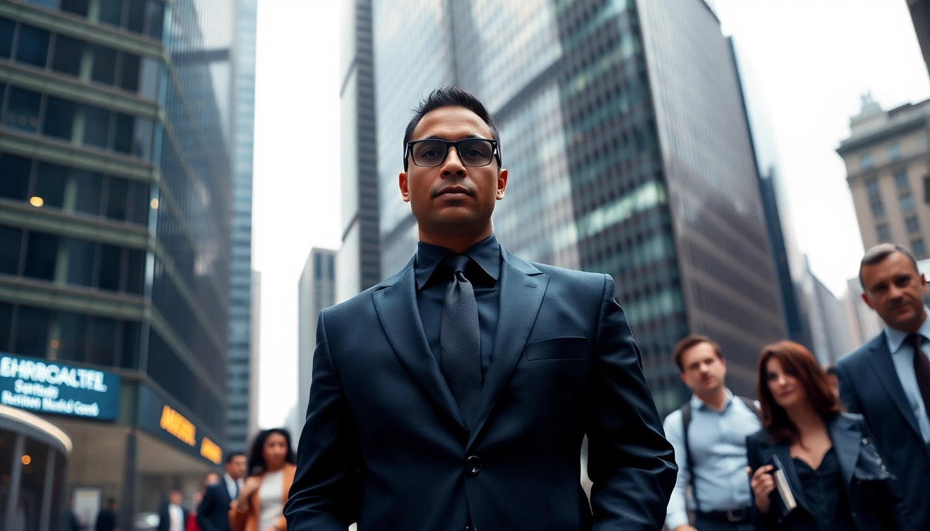 Ensure your safety with HKSSC Bodyguard Service, showcasing a vigilant professional in an urban setting.