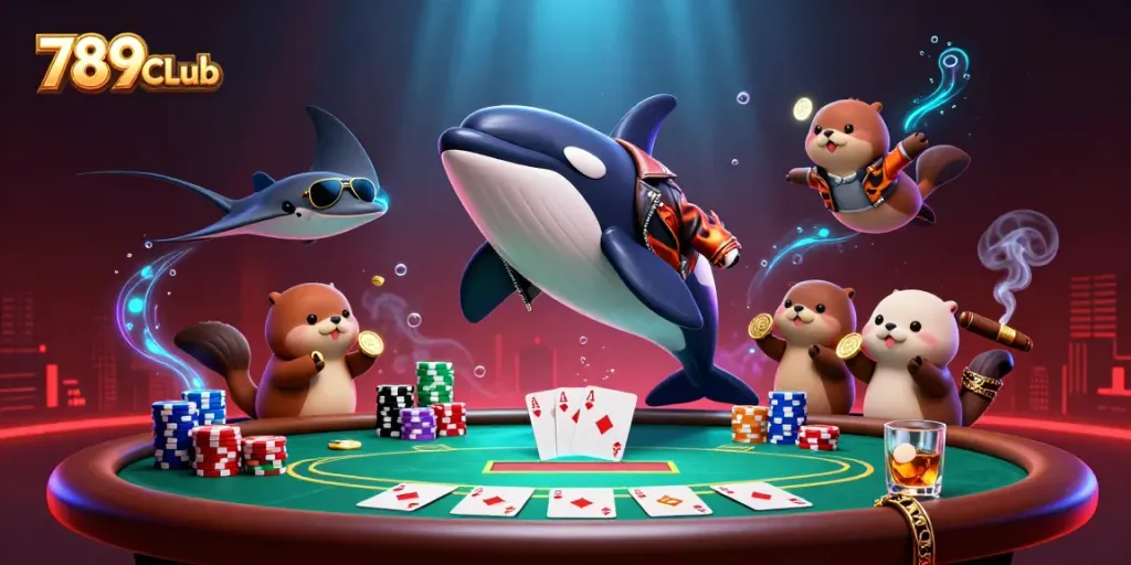 Experience thrilling action at 789CLub with a lively casino scene featuring an orca and otters.