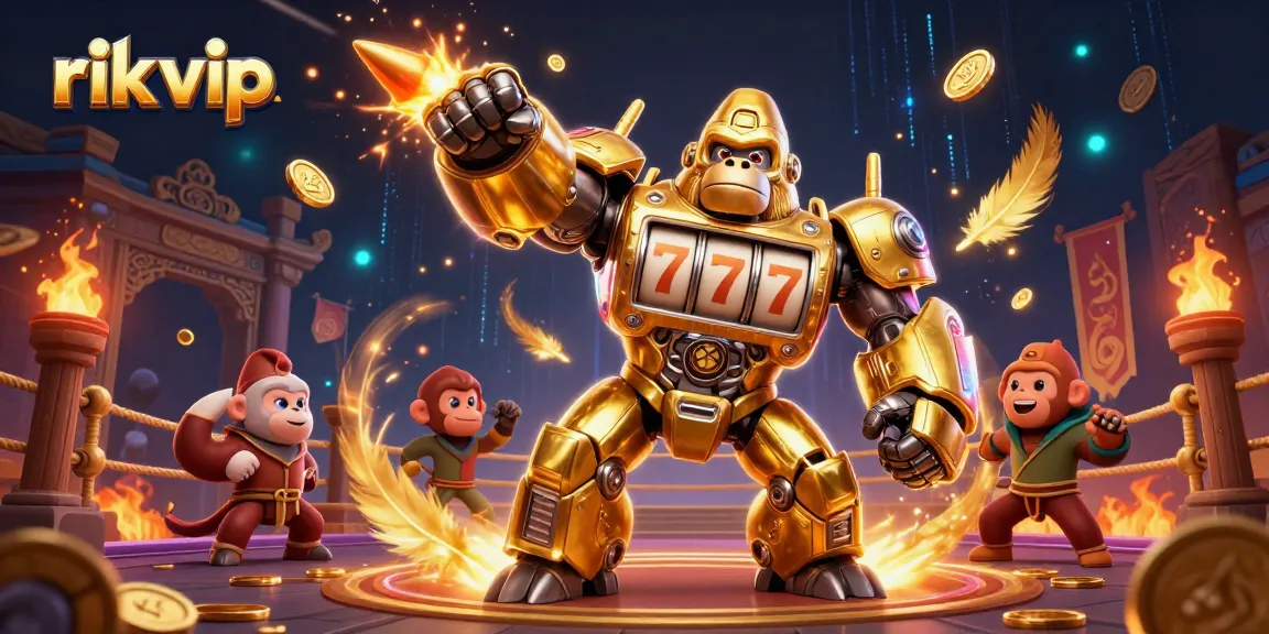 Engage in thrilling slots with rik vip featuring dynamic 3D characters and vibrant casino elements.